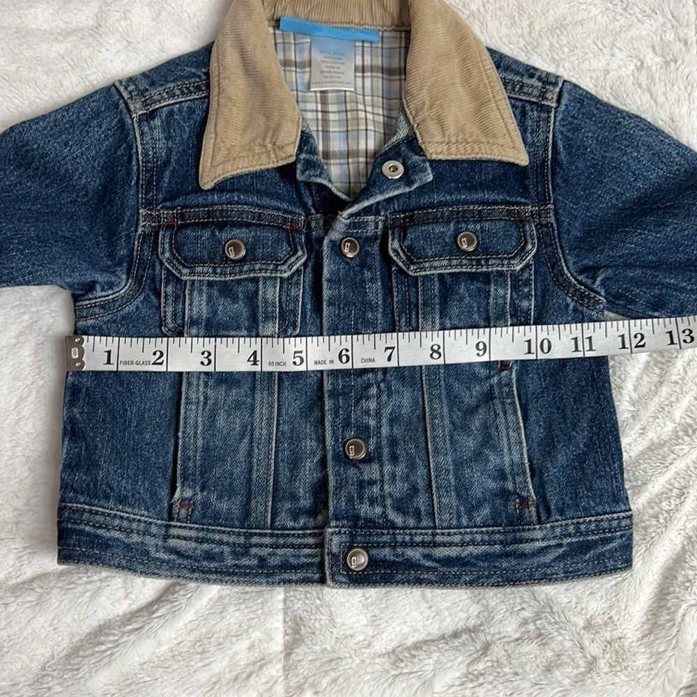 Gymboree Trucker Blue Jean Denim With Tan Corduroy Collar Jacket- Size 6-12 mos.
